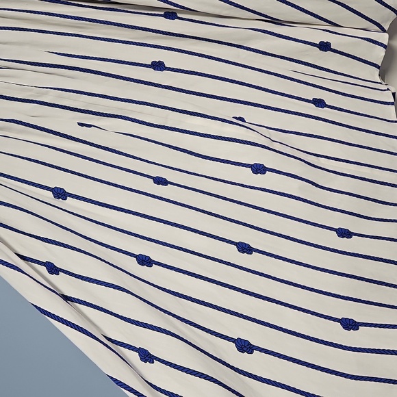 ANTONIO MELANI A-Line Flowy Maxi Skirt: White W/Blue Rope/knots: Size- 14 - Picture 5 of 16